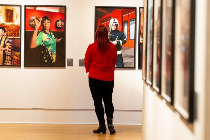 Photographic portrait of Dany Cotton on display at New Walk Museum and Art Gallery.