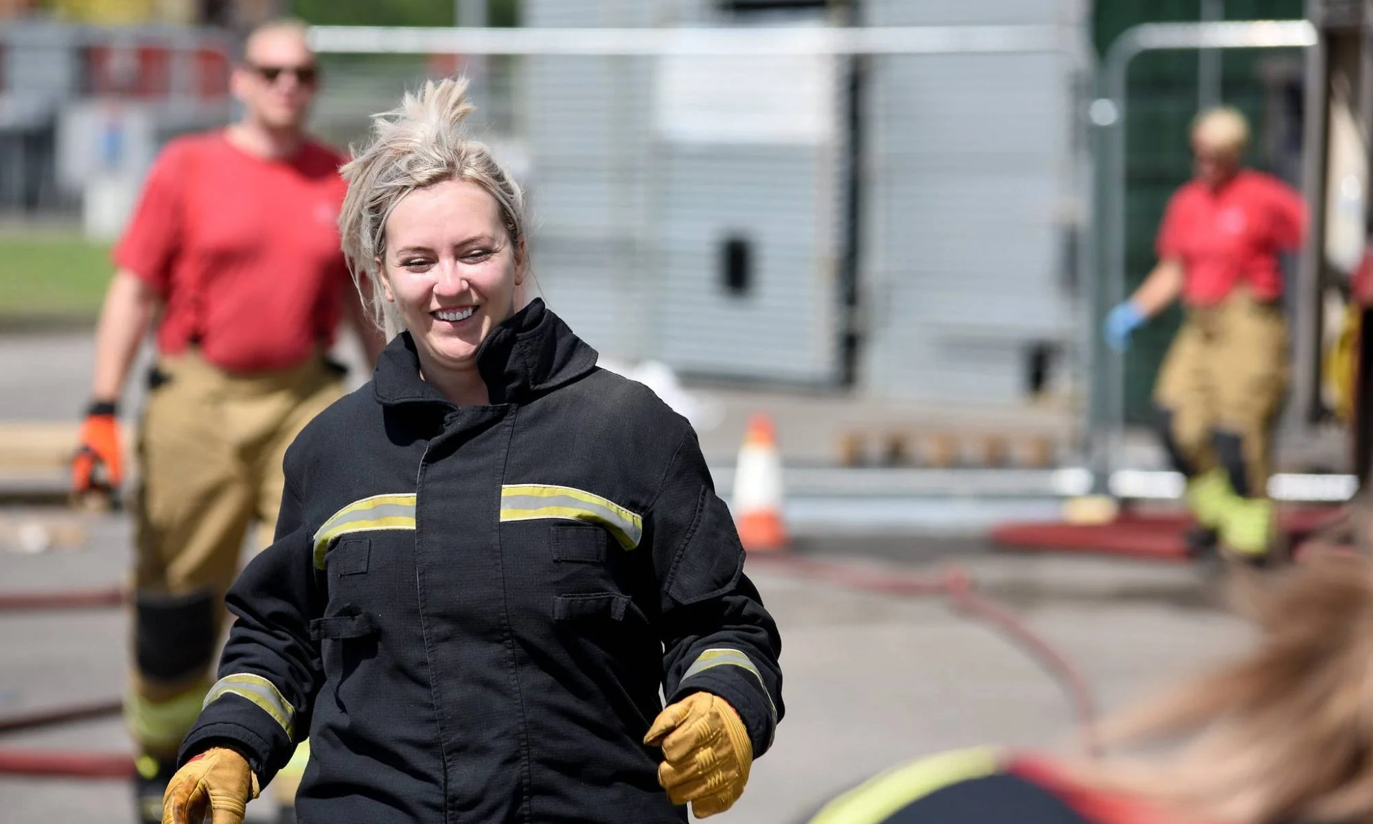 Woman at a firefighting workshop