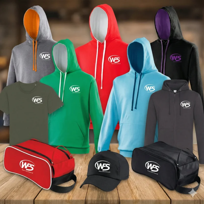 Collage of WFS Merchandise.