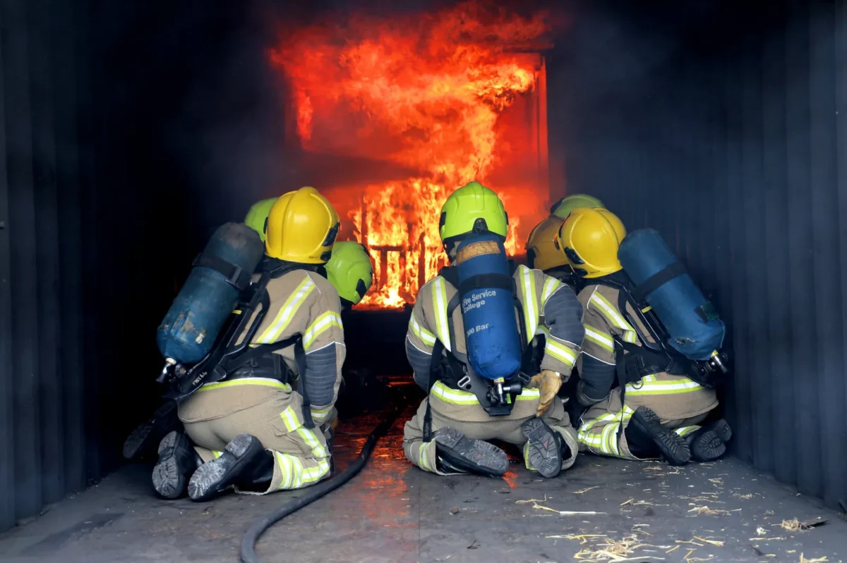 Female Fire fighters on training exercise
