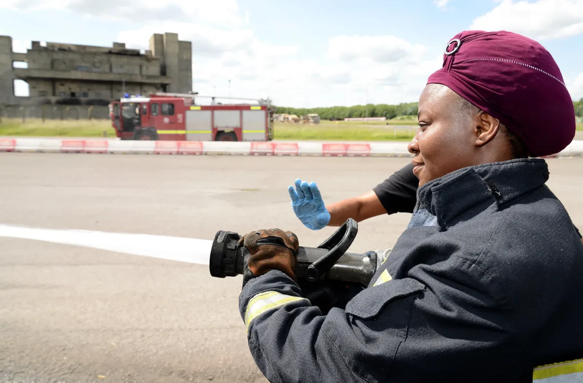 training exercise with hose
